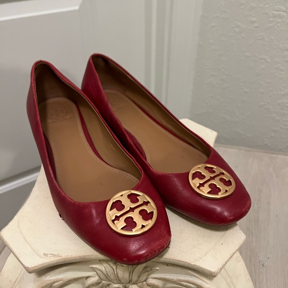 Tory Burch Red Leather Flats Size 8